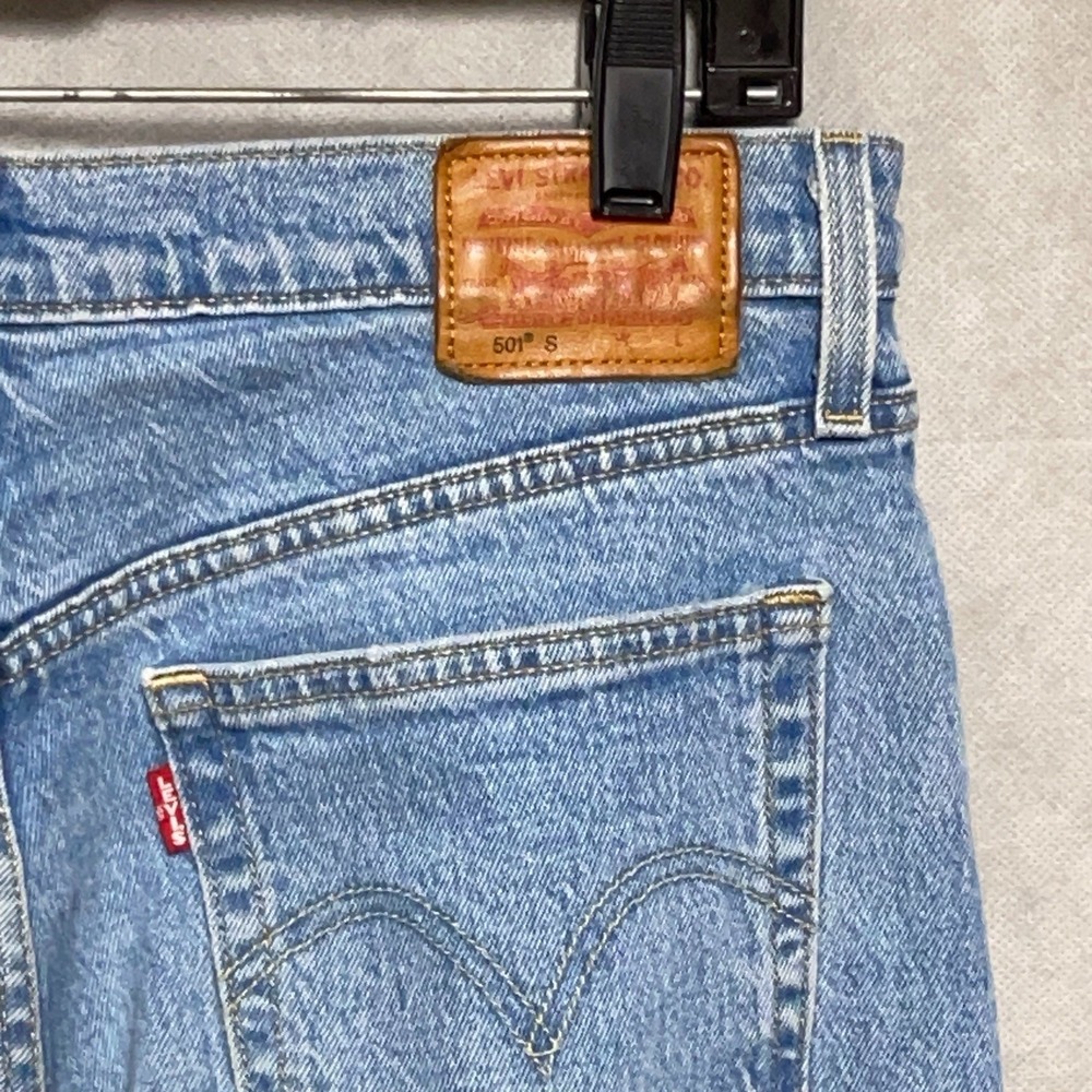 Levi's 501 Jeans Men 28x28 Blue Skinny Big E Distressed Premium Denim Stone Wash